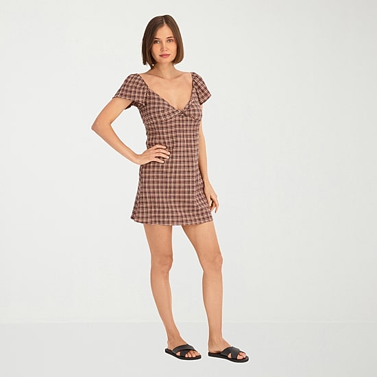 VOLCOM Womens Juniors V Neck Short Sleeve Sundress