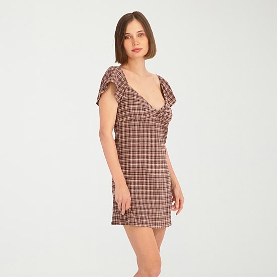 VOLCOM Womens Juniors V Neck Short Sleeve Sundress