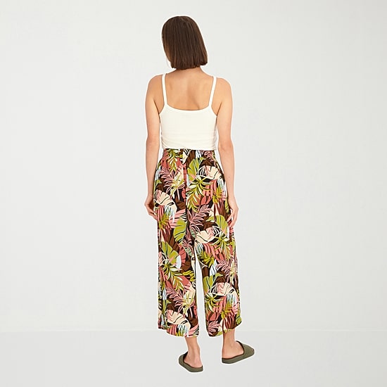 VOLCOM Womens Juniors Wide Leg Mid Rise Pull-On Pant