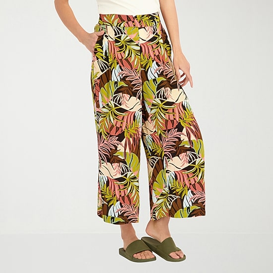 VOLCOM Womens Juniors Wide Leg Mid Rise Pull-On Pant