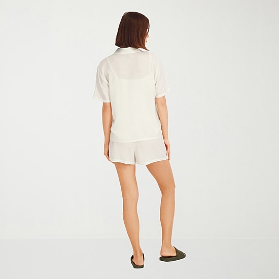 VOLCOM Womens Juniors Short Sleeve Camp Shirt