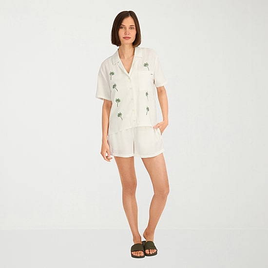 VOLCOM Womens Juniors Short Sleeve Camp Shirt