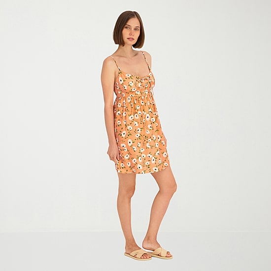 VOLCOM Womens Juniors Scoop Neck Sleeveless Sundress
