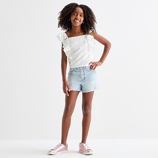 Vanilla Star Big Kid Girls High Rise Denim Short