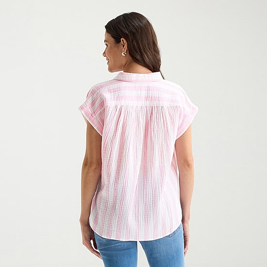 St. John's Bay Womens Tall Short Sleeve Blouse