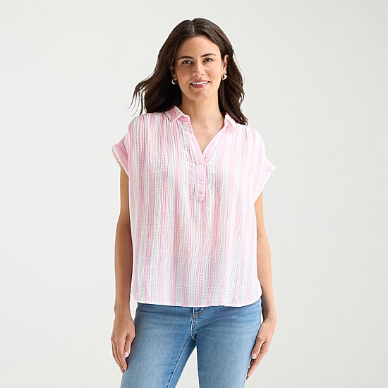 St. John's Bay Womens Tall Short Sleeve Blouse