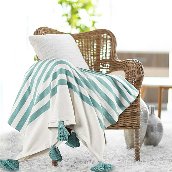 LR Home Hanny Striped Washable Reversible Throw
