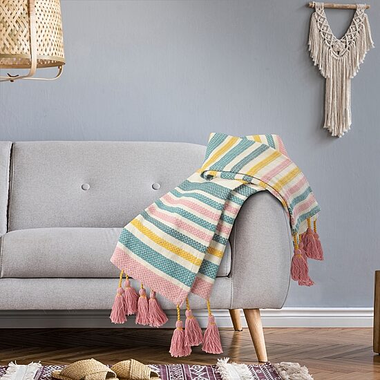 LR Home Angel Stripe Washable Reversible Throw