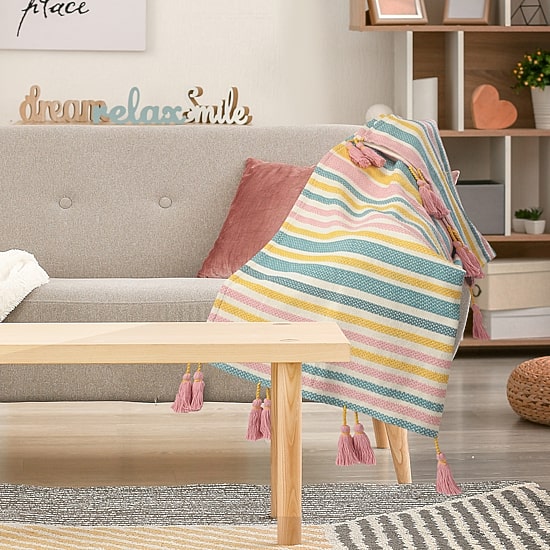 LR Home Angel Stripe Washable Reversible Throw