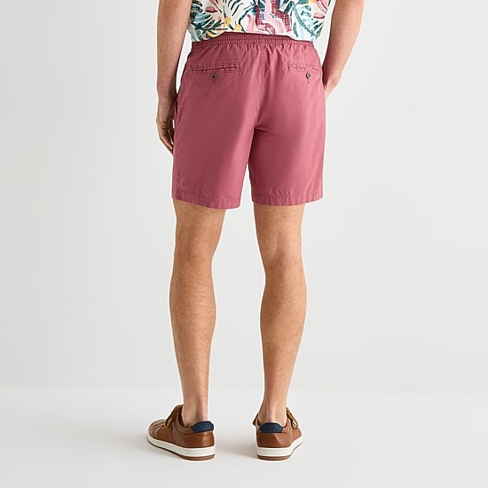 St. John's Bay Poplin Mens 8" Stretch Fabric Drawstring Waist Deck Short
