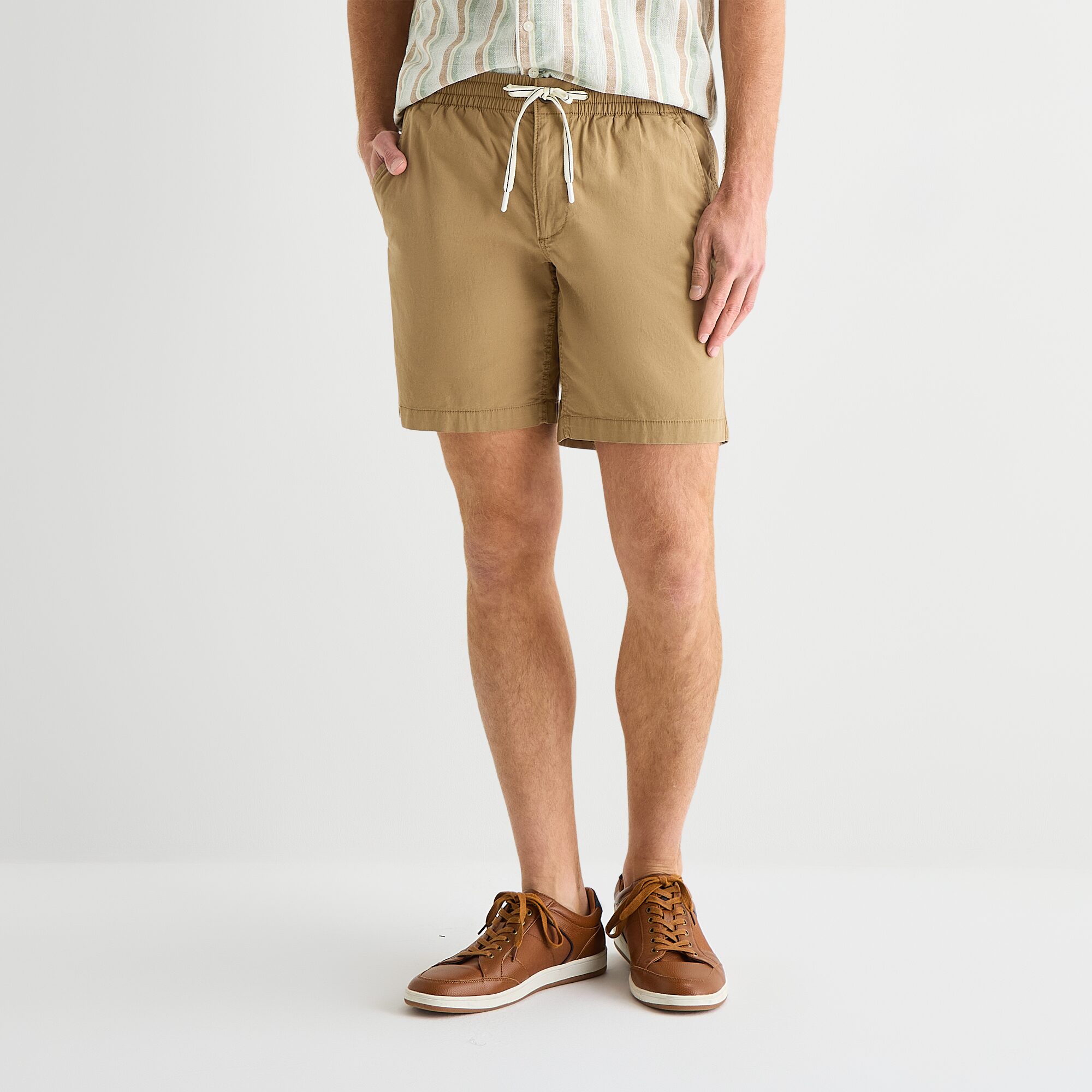 St. John's Bay Poplin Mens 8" STRETCH FABRIC DRAWSTRING WAIST Deck Short