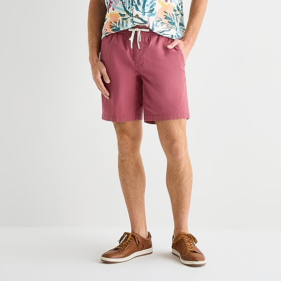 St. John's Bay Poplin Mens 8" Stretch Fabric Drawstring Waist Deck Short