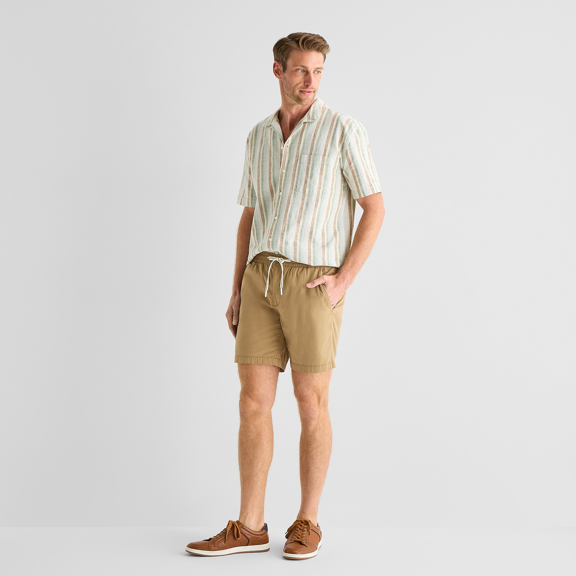 St. John's Bay Poplin Mens 8" STRETCH FABRIC DRAWSTRING WAIST Deck Short