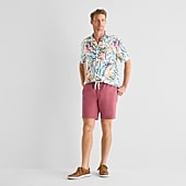 St. John's Bay Poplin Mens 8" Stretch Fabric Drawstring Waist Deck Short