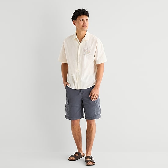 Arizona Mens Short Sleeve Regular Fit Button-Down Shirt