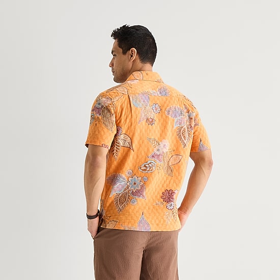 mutual weave Mens Short Sleeve Camp Shirt