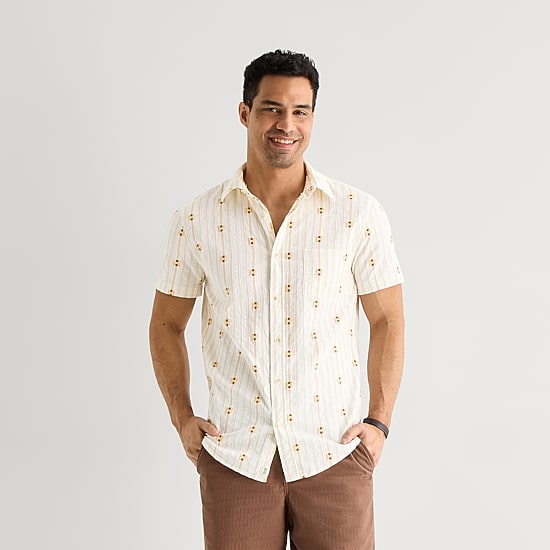 mutual weave Mens Short Sleeve Classic Fit Button-Down Shirt