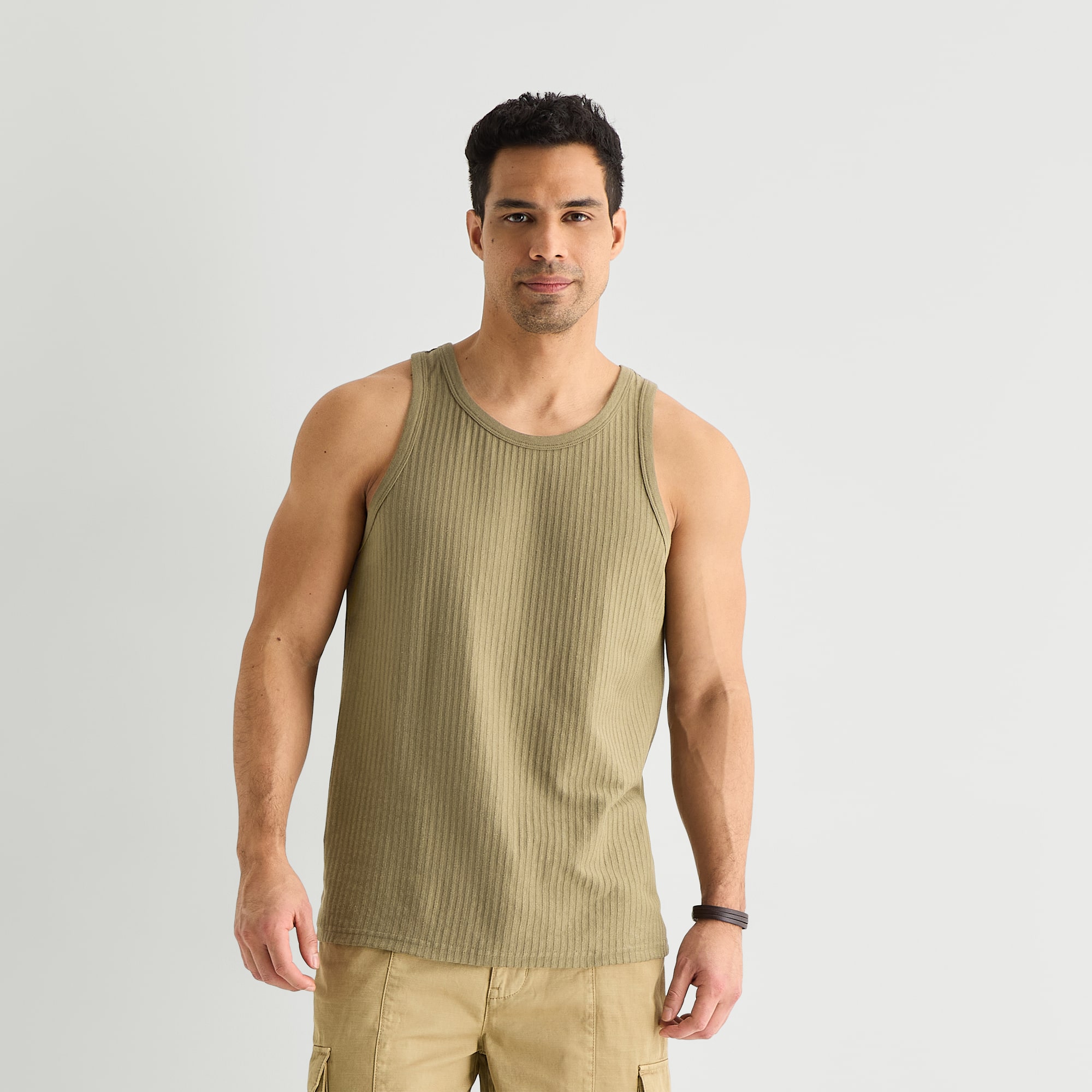 mutual weave Mens Round Neck Sleeveless Tank Top