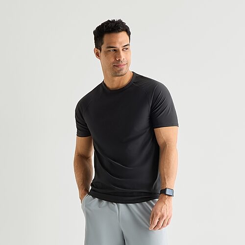 Xersion Mens Crew Neck Short Sleeve Quick Dry Active T-shirt In Black