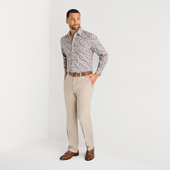 Stafford Floral Mens Long Sleeve Regular Fit Button-Down Shirt