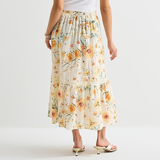 by&by Womens Juniors High Rise Midi Flared Skirt