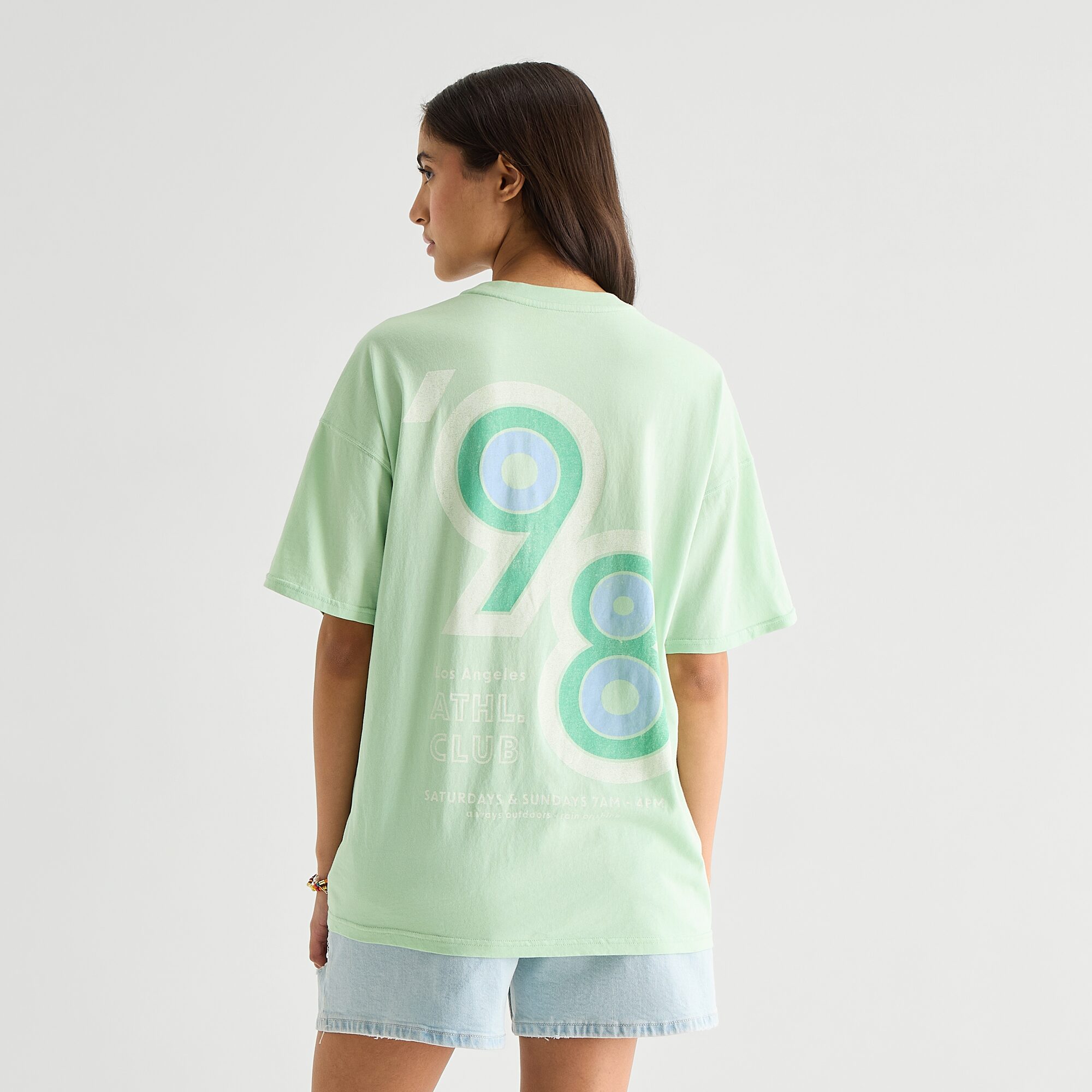 Arizona Womens Juniors Round Neck Short Sleeve Oversized Graphic T-Shirt
