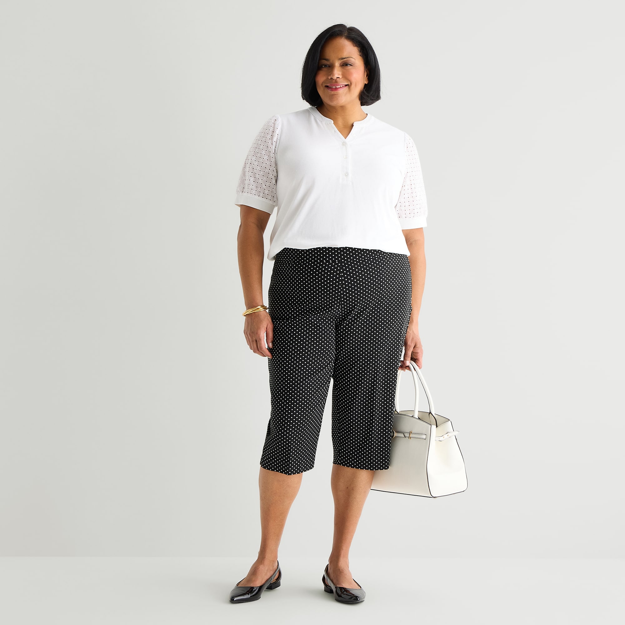 Liz Claiborne Lisa Womens Plus STRETCH FABRIC Straight Mid Rise Capri Pant