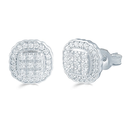 1/2 CT. T.W. Natural White Diamond Sterling Silver 10.9mm Stud Earrings