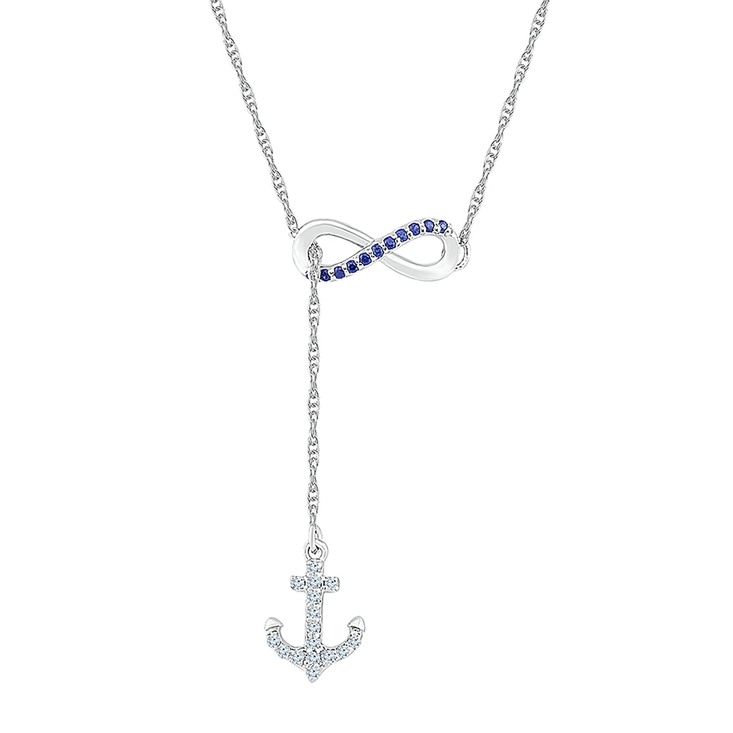 Womens Lab Created Multi Color Sapphire Sterling Silver Anchor Infinity 18 Inch Pendant Necklace