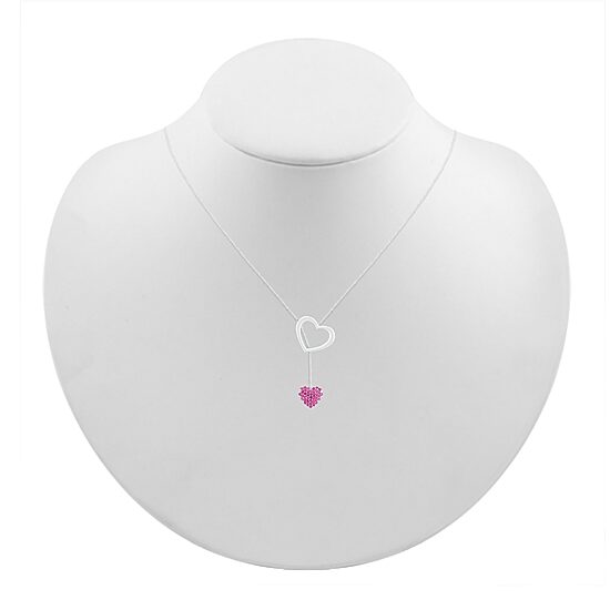 Womens Lab Created Pink Sapphire Sterling Silver Heart 18 Inch Pendant Necklace