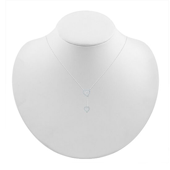 Womens Lab Created White Sapphire Sterling Silver Heart 18 Inch Pendant Necklace