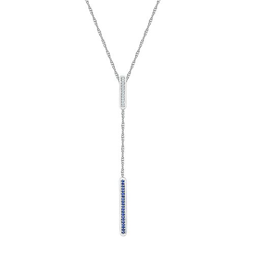 Womens Diamond Accent Lab Created Blue Sapphire Sterling Silver 18 Inch Y Necklace, One Size