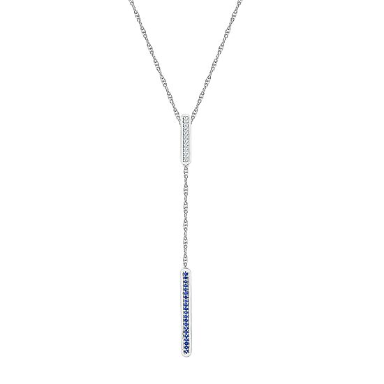 Womens Blue Sapphire Sterling Silver 18 Inch Y Necklace