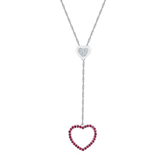 Womens Red Ruby Sterling Silver 18 Inch Y Necklace