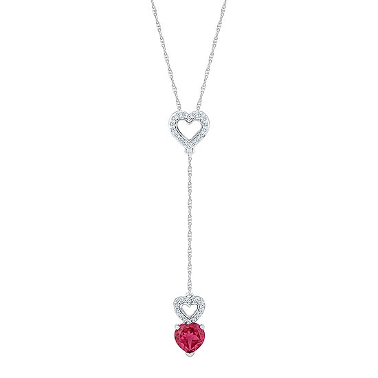 Womens Red Ruby Sterling Silver 18 Inch Y Necklace