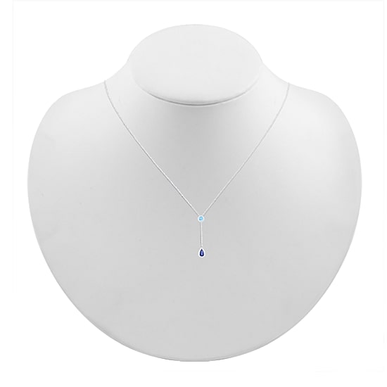 Womens Blue Sapphire Sterling Silver 18 Inch Y Necklace