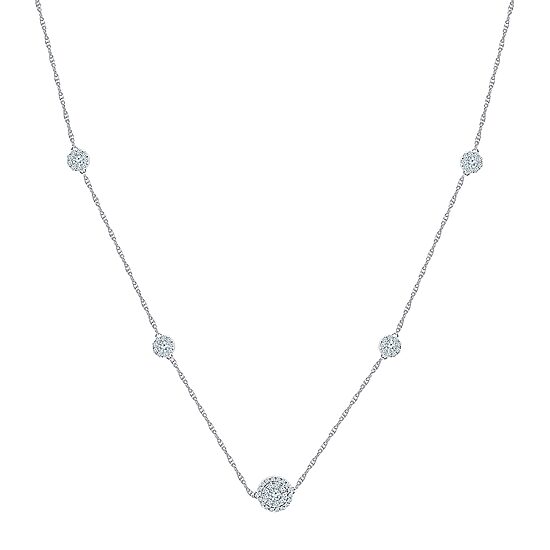 Womens Lab Created White Sapphire Sterling Silver 18 Inch Pendant Necklace