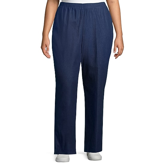 Alfred Dunner Classics Womens Plus Straight Pull-On Pants