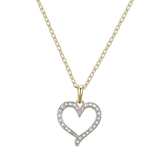 Sparkle Allure Internet Catalog Womens Natural White Diamond Accent 18K Gold Over Brass Heart 18 Inch Pendant Necklace