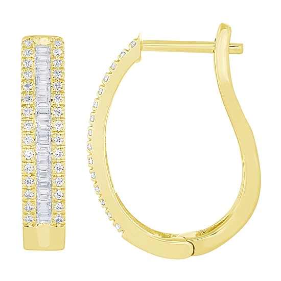 Womens 1/2 CT. T.W. Natural White Diamond 10K Gold 18.6mm Hoop Earrings