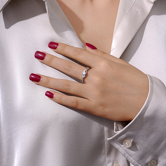 DiamonArt® Womens White Cubic Zirconia Sterling Silver Promise Ring