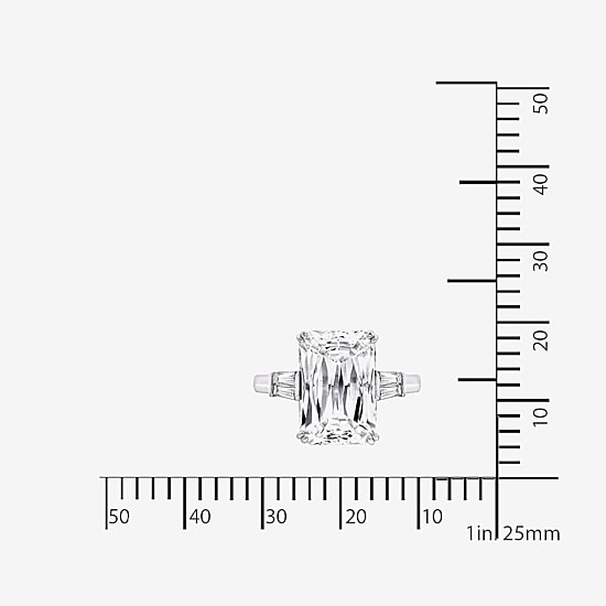 DiamonArt® Womens White Cubic Zirconia Sterling Silver Rectangular Engagement Ring
