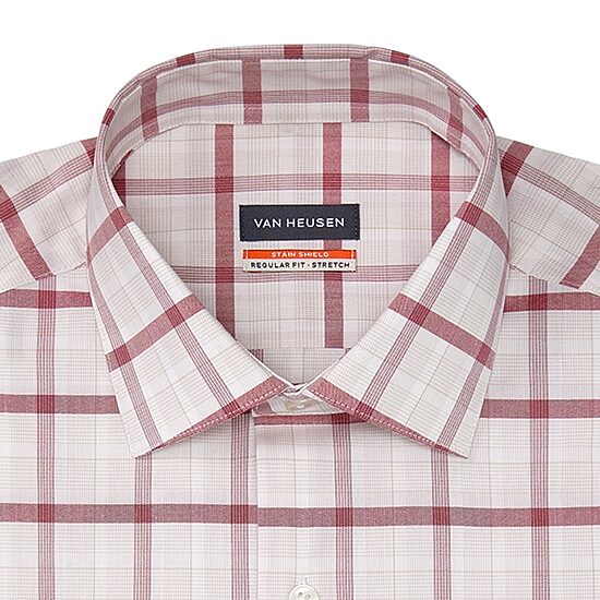 Van Heusen Stain Shield Mens Regular Fit Stretch Fabric Wrinkle Free Long Sleeve Dress Shirt