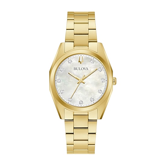 Bulova Surveyor Womens Gold Tone Stainless Steel Bracelet Watch 97p172