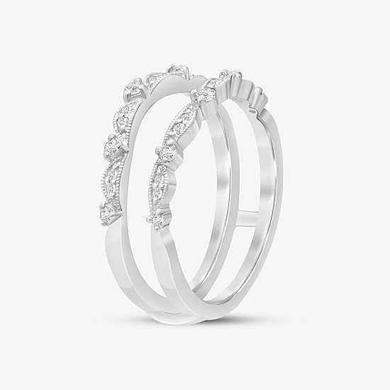 Womens 1/5 CT. Natural White Diamond 10K Gold Ring Guard