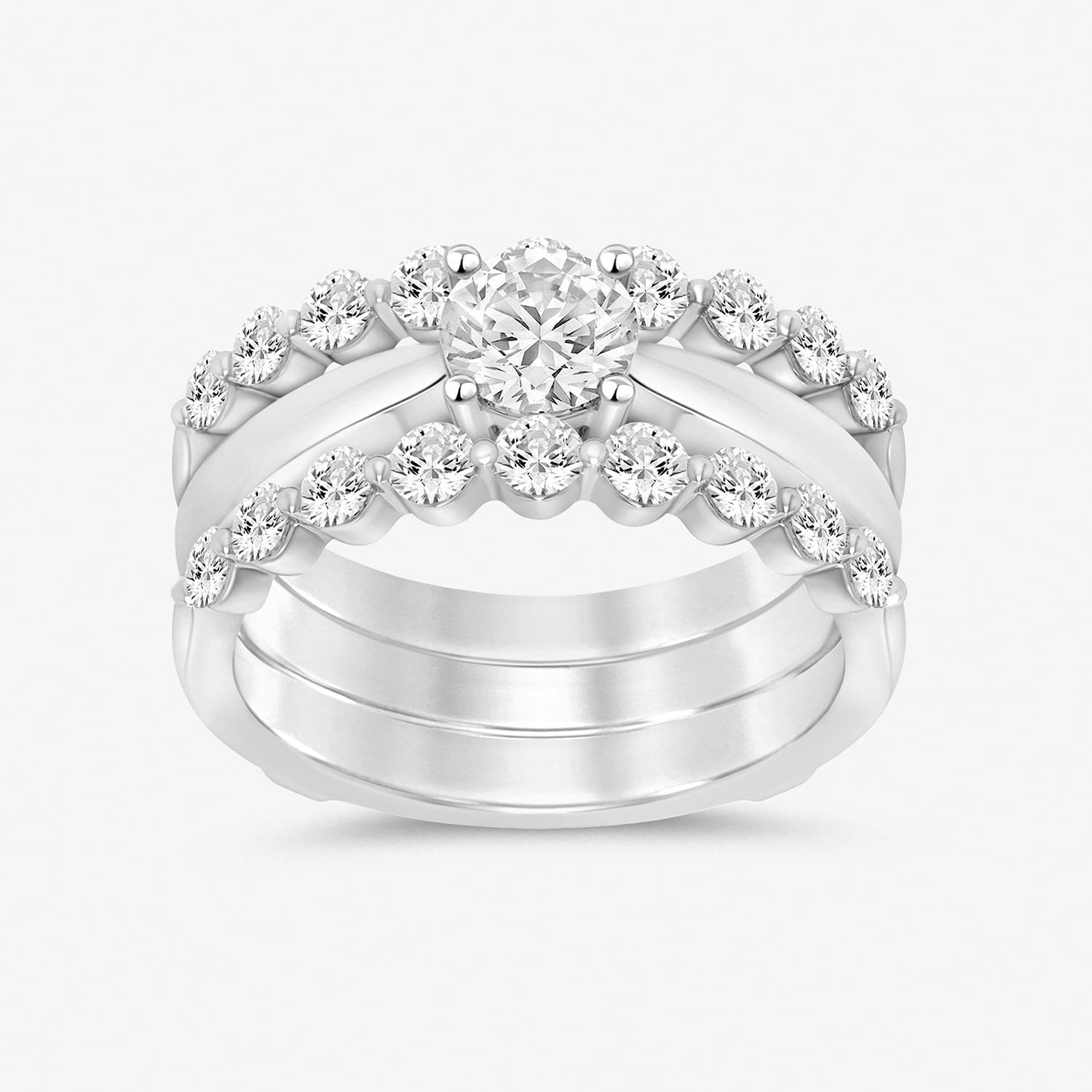 (I / Si2) Womens 1 CT. T.W. Lab Grown White Diamond 14K Gold Ring Guard