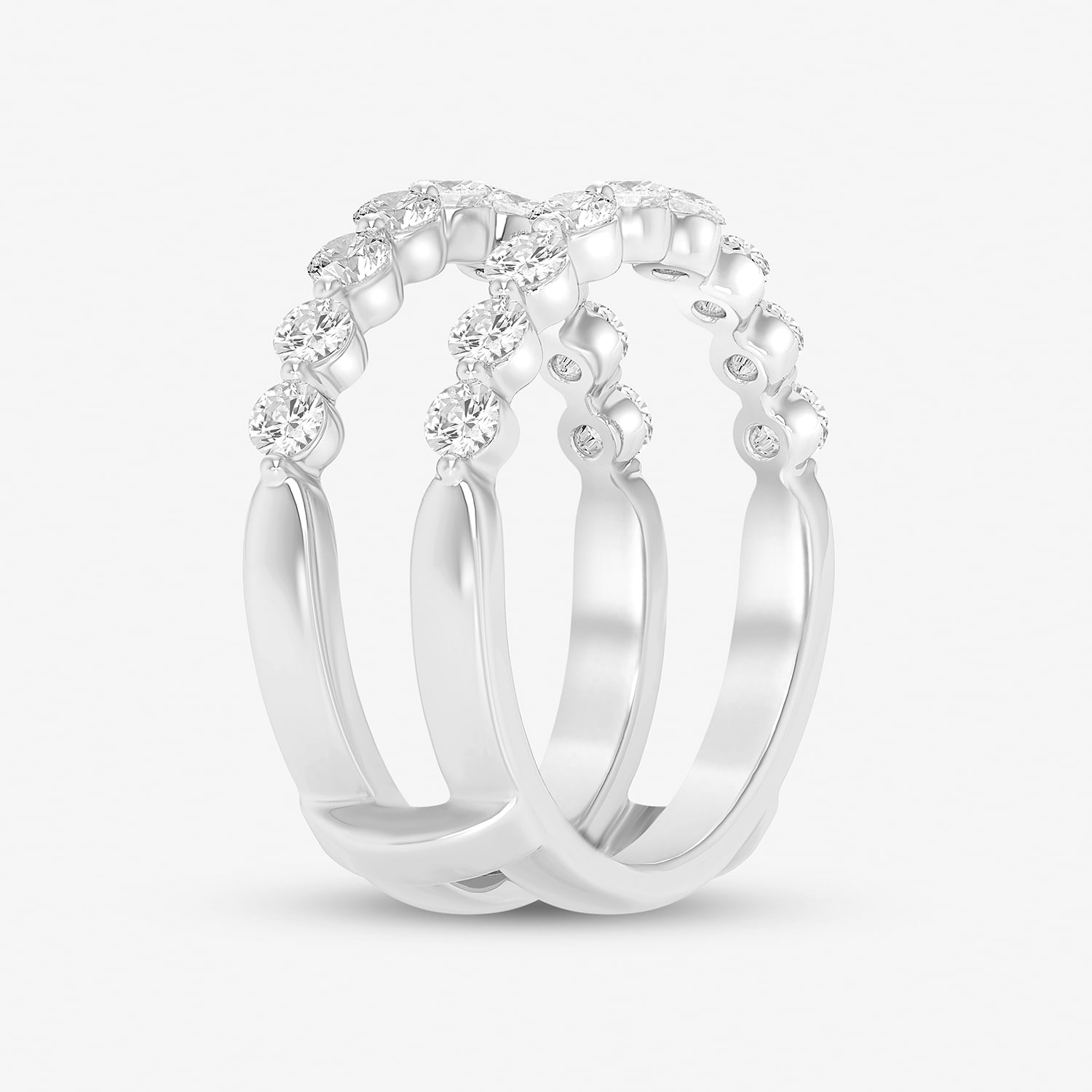 (I / Si2) Womens 1 CT. T.W. Lab Grown White Diamond 14K Gold Ring Guard