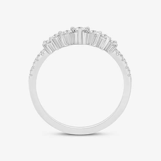 (I / Si2) Womens 1/2 CT. T.W. Lab Grown White Diamond 14K Gold Chevron Wedding Ring Enhancer