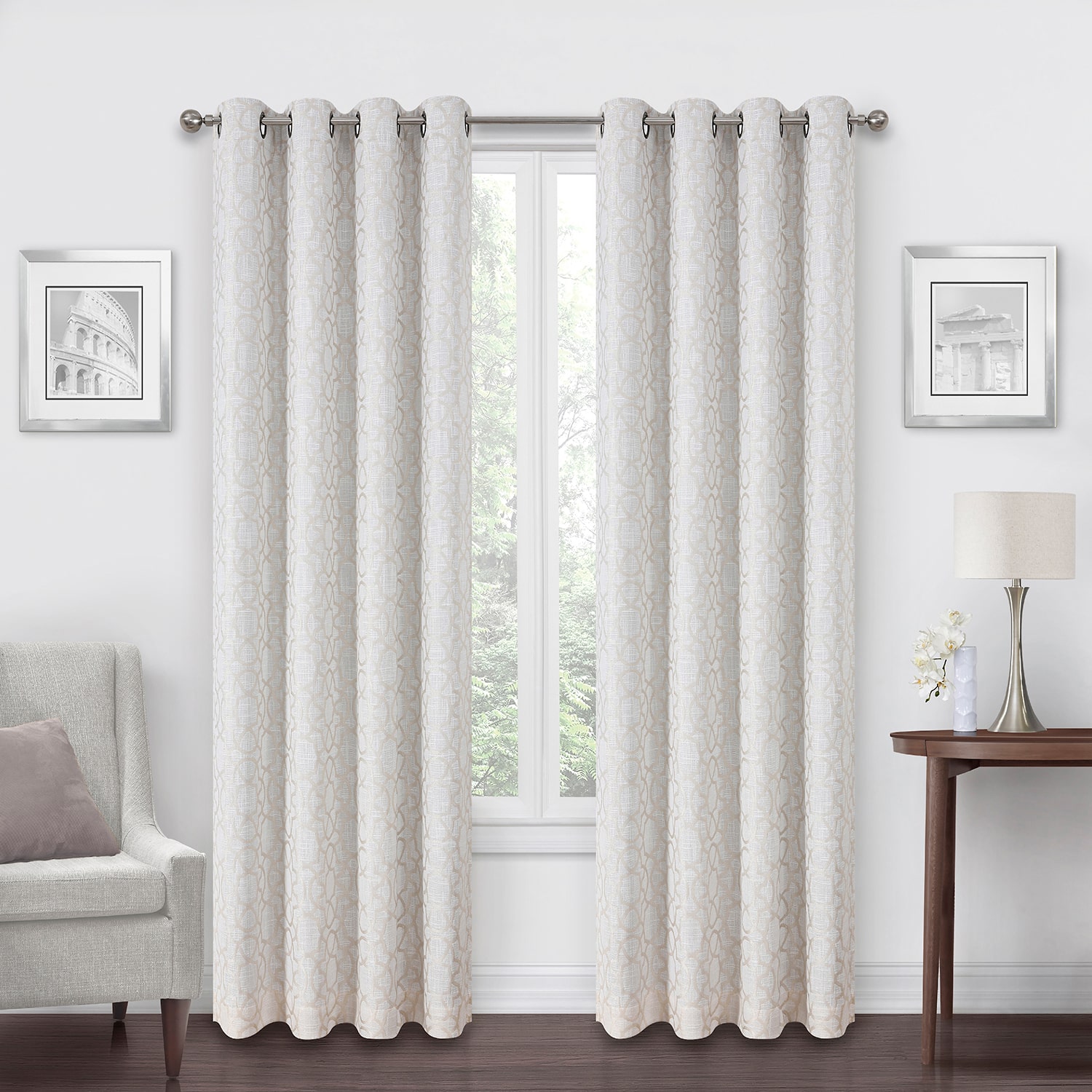 Max Blackout Campbell Geo Jacquard Grommet Top Energy Saving 100% Single Curtain Panel