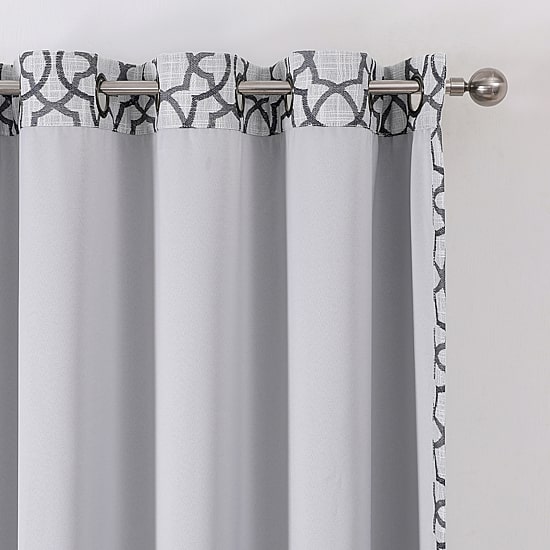 Max Blackout Campbell Geo Jacquard Grommet Top Energy Saving 100% Blackout Single Curtain Panel
